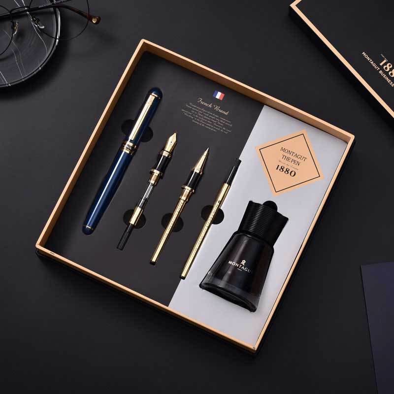 Set bút ký 5 món kèm hộp và túi đựng cao cấp (màu xanh) làm quà tặng sếp, đối tác; thầy cô giáo, quà sinh nhật... - Ảnh 2