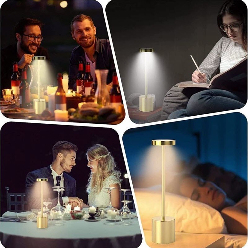 Đèn bàn cảm ứng màu vàng bằng nhôm nguyên khối WL992 cao cấp làm quà tặng tân gia, về nhà mới... - Ảnh 5