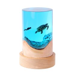 Đèn trang trí bằng gỗ kết hợp Epoxy hình trụ làm quà sinh nhật, quà lưu niệm, giáng sinh, trang trí - decor...