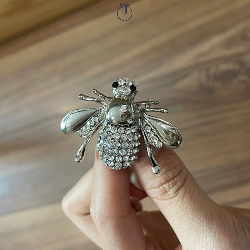 Ghim cài áo hình chú ong màu bạc đính đá nhỏ làm quà tặng bạn gái, sếp nữ, mẹ, cô, dì, chị - em gái... - Ảnh 2