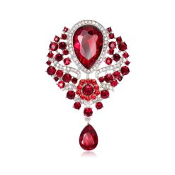 Ghim cài áo hình giọt nước đính đá màu đỏ quý phái làm quà tặng bạn gái, sếp nữ, mẹ, cô, dì, chị - em gái...