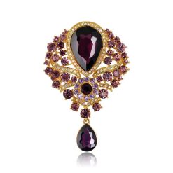 Ghim Cài Áo Hình Giọt Nước Đính Đá Màu Tím