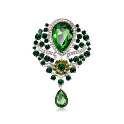 Ghim cài áo hình giọt nước đính đá màu xanh lá quý phái làm quà tặng bạn gái, sếp nữ, mẹ, cô, dì, chị - em gái...