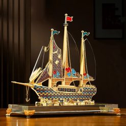Mô Hình Thuyền Buồm Mạ Vàng 24K Cao Cấp TB08